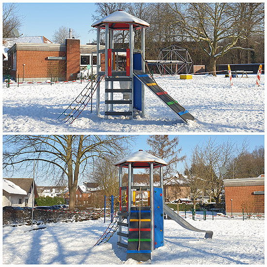 Neue Rutsche auf dem Schulhof